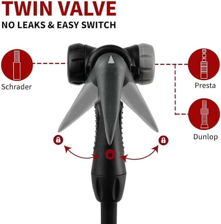 BV Bicycle Pump Durable Bike Floor Pump 17/24 inch Smart Valve Head, 160 psi, Automatically Reversible Presta and Schrader - Image 6
