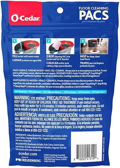 O-Cedar PACS Hard Floor Cleaner, Lavender Scent 10 Count (1-Pack) | Made with Naturally-Derived Ingredients | Safe to Use on All Hard Floors | Perfect for Mop Buckets - Image 10
