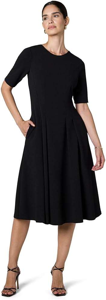 Maggy London Womens Short Sleeve Double Pleat Midi DressDress - Image 1