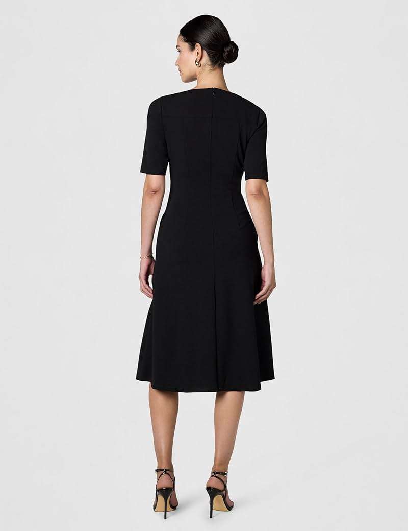 Maggy London Womens Short Sleeve Double Pleat Midi DressDress - Image 3