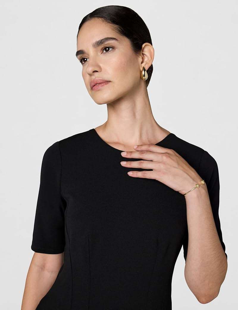 Maggy London Womens Short Sleeve Double Pleat Midi DressDress - Image 4