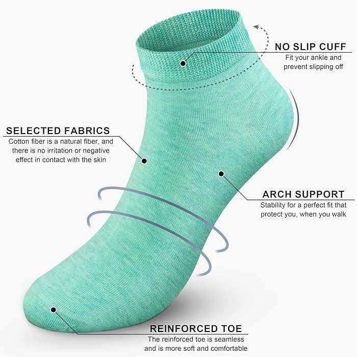 CHARKING 8 Pairs Ankle Socks for Women - Non Slip Cotton No Show Low Cut Casual Socks - Image 4
