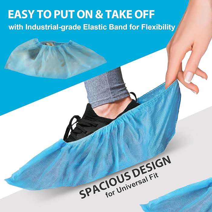 100 Pcs (50 Pairs) Disposable PP Shoes Cover by Vastmed | Size Fits Most, Water Resistant, Non-Woven & Shoe Booties Covers for Indoors - Image 4