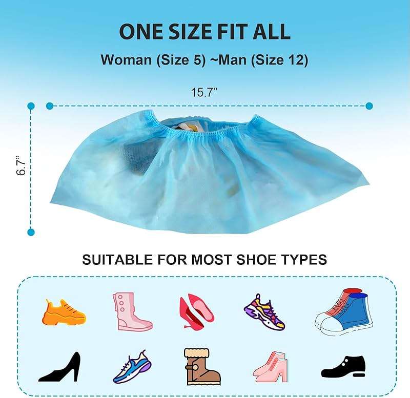 100 Pcs (50 Pairs) Disposable PP Shoes Cover by Vastmed | Size Fits Most, Water Resistant, Non-Woven & Shoe Booties Covers for Indoors - Image 6
