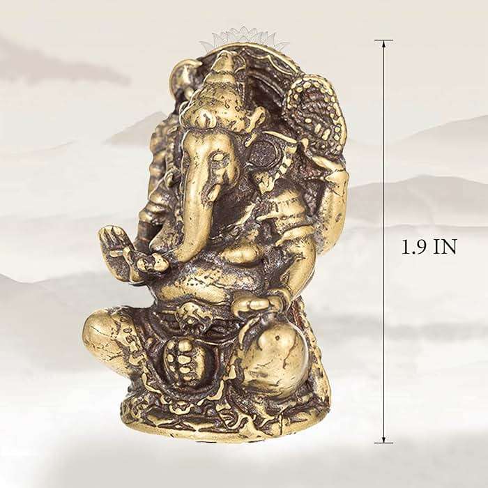 FENGSHUI-CAISHEN Ganesha Statues - Pure Copper Ganapati Ganesh Figurine, Reiki Chakra Meditation Desktop Decor - Image 2