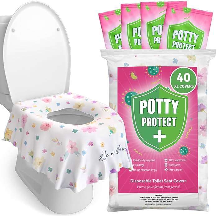 Eli with Love 40 Extra Large Disposable Toilet Seat Cover by Eli with Love – Toddler Toilet Covers for Full Coverage On Toilet or Potty – Ideal Travel Toilet Seat Covers for Kids and Adults (Floral) - Image 1