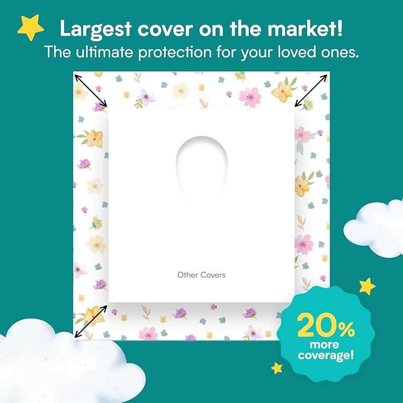 Eli with Love 40 Extra Large Disposable Toilet Seat Cover by Eli with Love – Toddler Toilet Covers for Full Coverage On Toilet or Potty – Ideal Travel Toilet Seat Covers for Kids and Adults (Floral) - Image 4