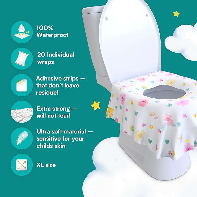 Eli with Love 40 Extra Large Disposable Toilet Seat Cover by Eli with Love – Toddler Toilet Covers for Full Coverage On Toilet or Potty – Ideal Travel Toilet Seat Covers for Kids and Adults (Floral) - Image 7