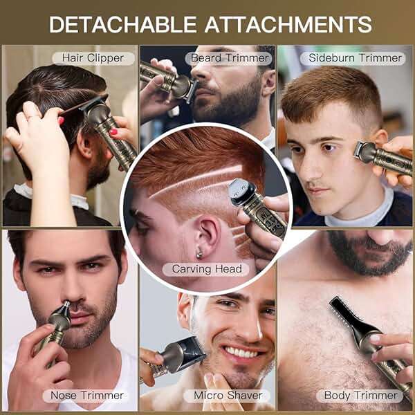 Scttomon Beard Trimmer Kit Professional Hair Clipper Zero Gapped T-Blade Electric Shaver Razor Nose Body Trimmer for Men Cordless Grooming Kit 7 in 1 - Image 3