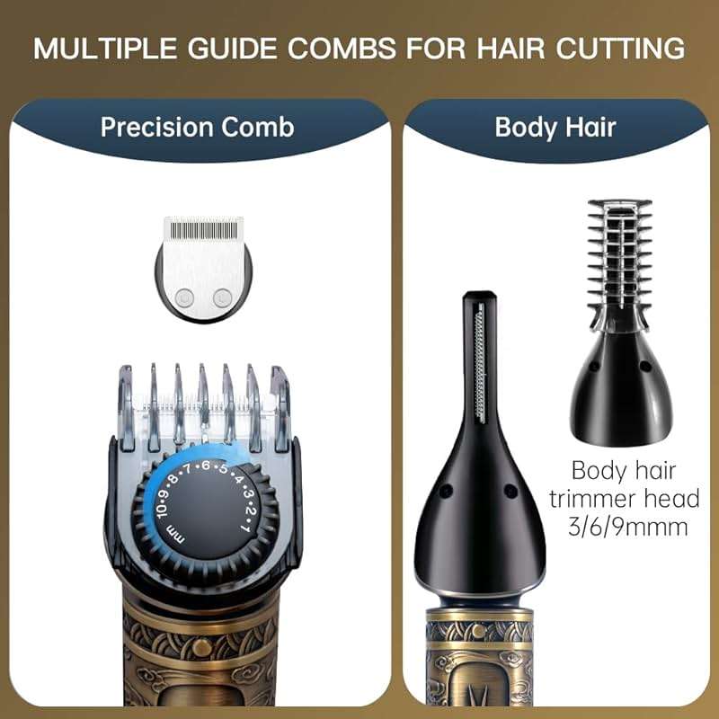 Scttomon Beard Trimmer Kit Professional Hair Clipper Zero Gapped T-Blade Electric Shaver Razor Nose Body Trimmer for Men Cordless Grooming Kit 7 in 1 - Image 5