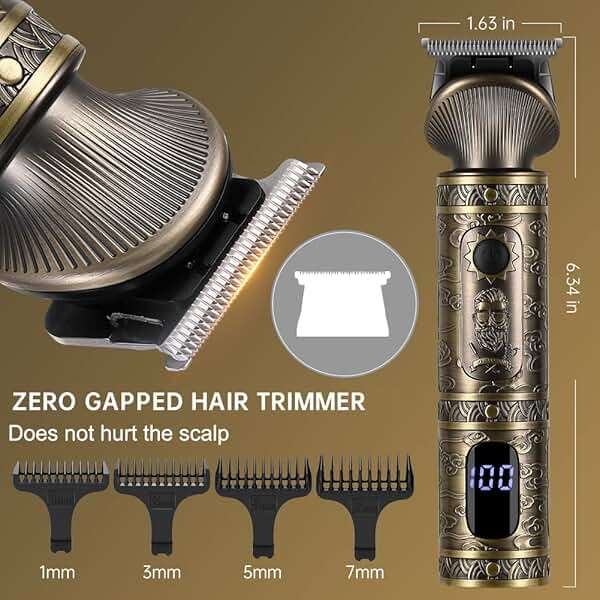 Scttomon Beard Trimmer Kit Professional Hair Clipper Zero Gapped T-Blade Electric Shaver Razor Nose Body Trimmer for Men Cordless Grooming Kit 7 in 1 - Image 6