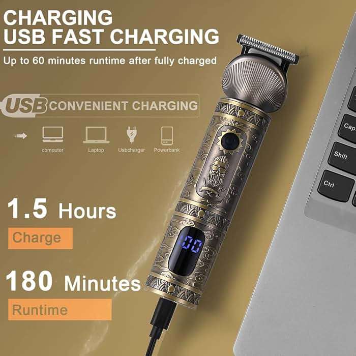 Scttomon Beard Trimmer Kit Professional Hair Clipper Zero Gapped T-Blade Electric Shaver Razor Nose Body Trimmer for Men Cordless Grooming Kit 7 in 1 - Image 7
