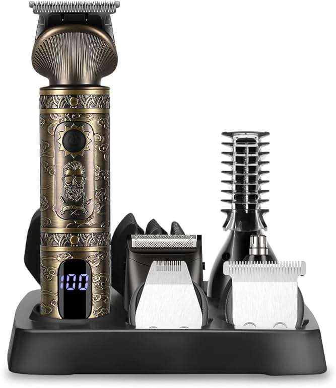Scttomon Beard Trimmer Kit Professional Hair Clipper Zero Gapped T-Blade Electric Shaver Razor Nose Body Trimmer for Men Cordless Grooming Kit 7 in 1 - Image 9