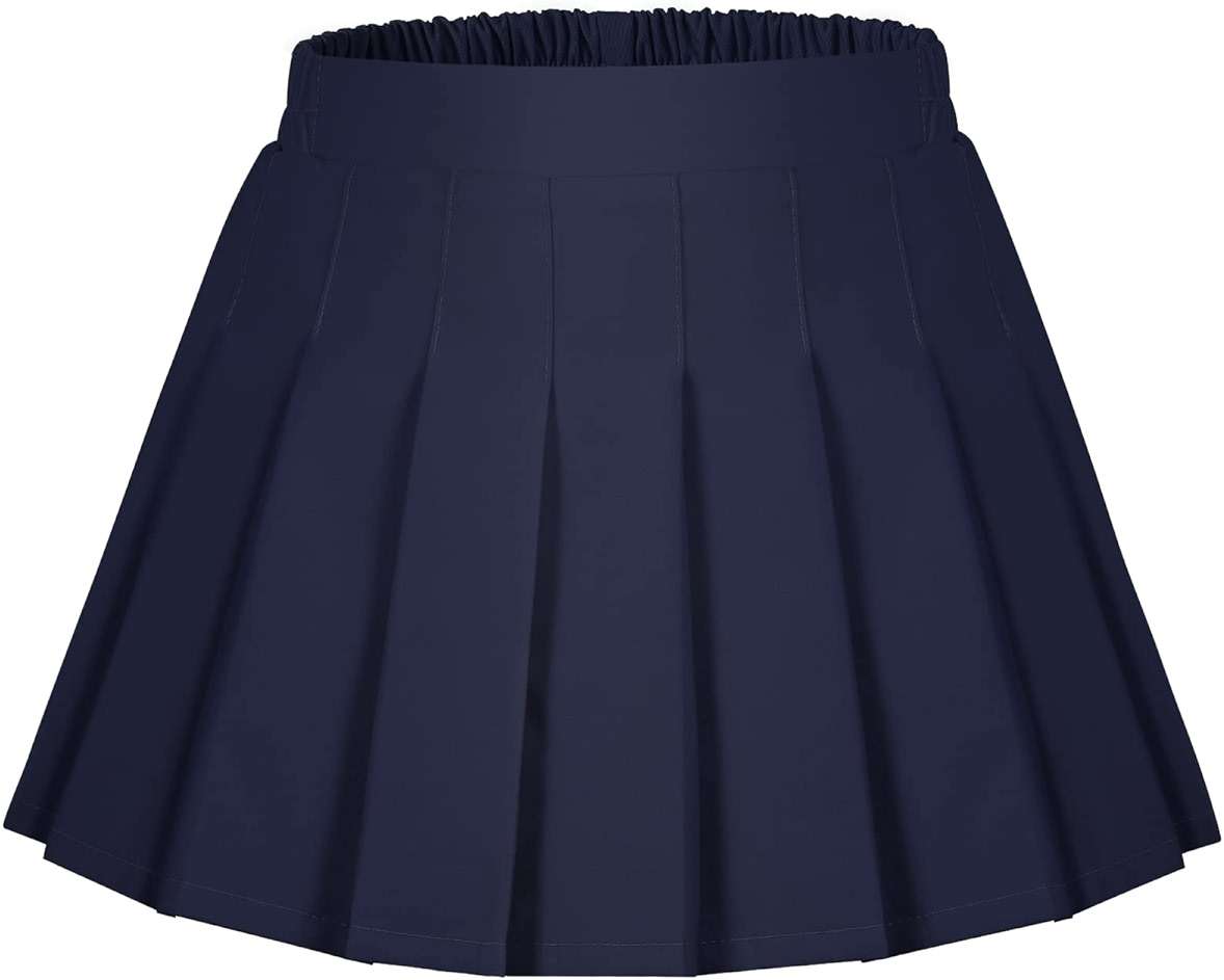 Auranso Girls Pleated Skirt Kids Tennis Elastic Waist Uniform Plaid Skirt 4-14 Y - Image 1