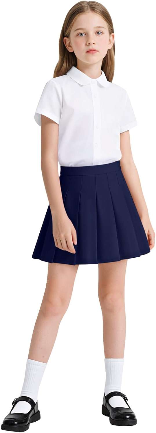 Auranso Girls Pleated Skirt Kids Tennis Elastic Waist Uniform Plaid Skirt 4-14 Y - Image 2