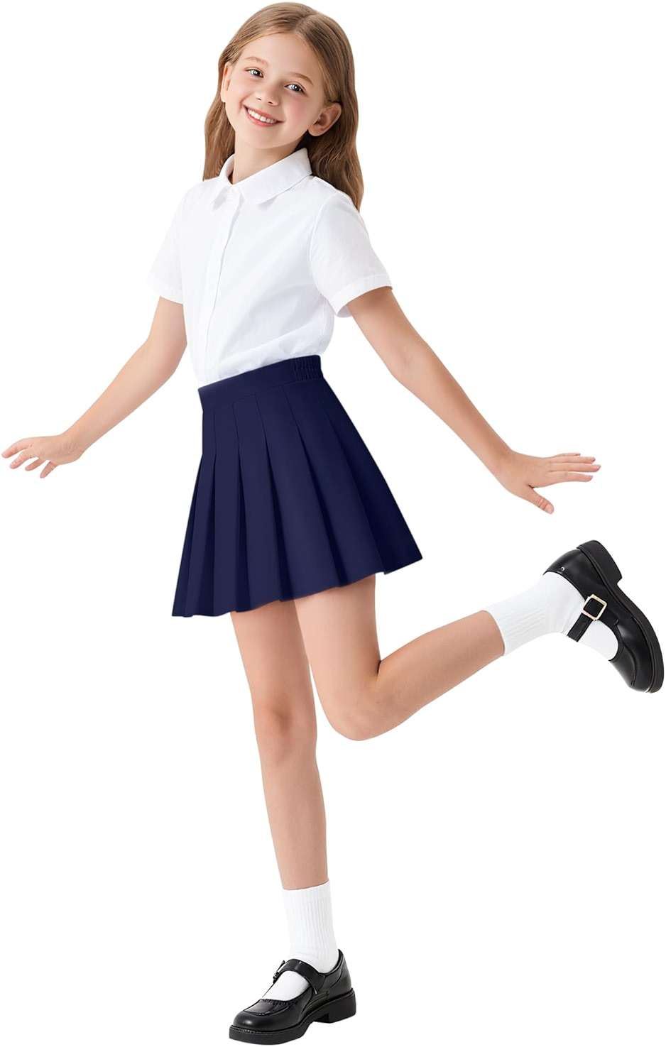 Auranso Girls Pleated Skirt Kids Tennis Elastic Waist Uniform Plaid Skirt 4-14 Y - Image 3