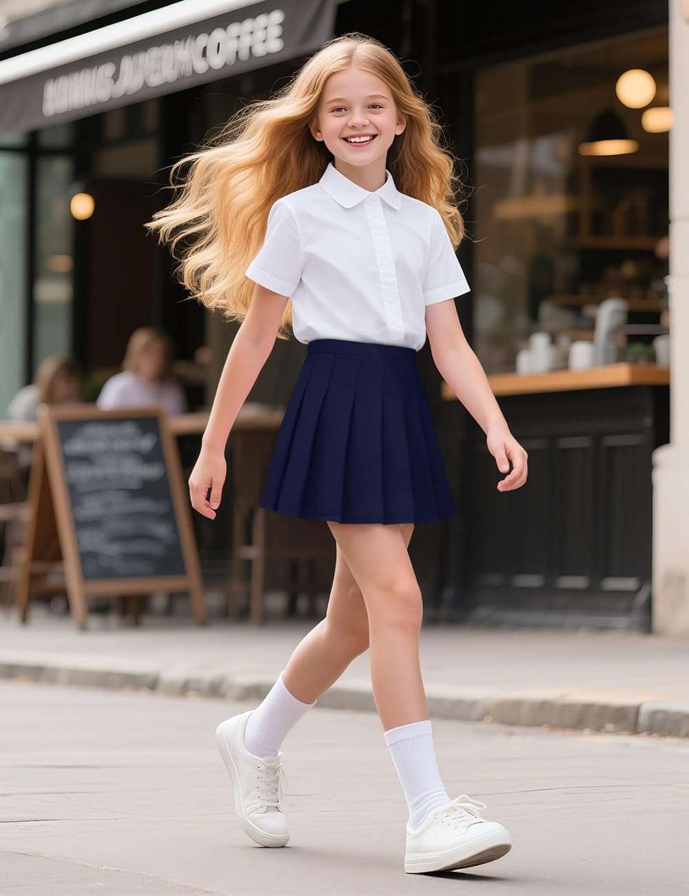 Auranso Girls Pleated Skirt Kids Tennis Elastic Waist Uniform Plaid Skirt 4-14 Y - Image 6