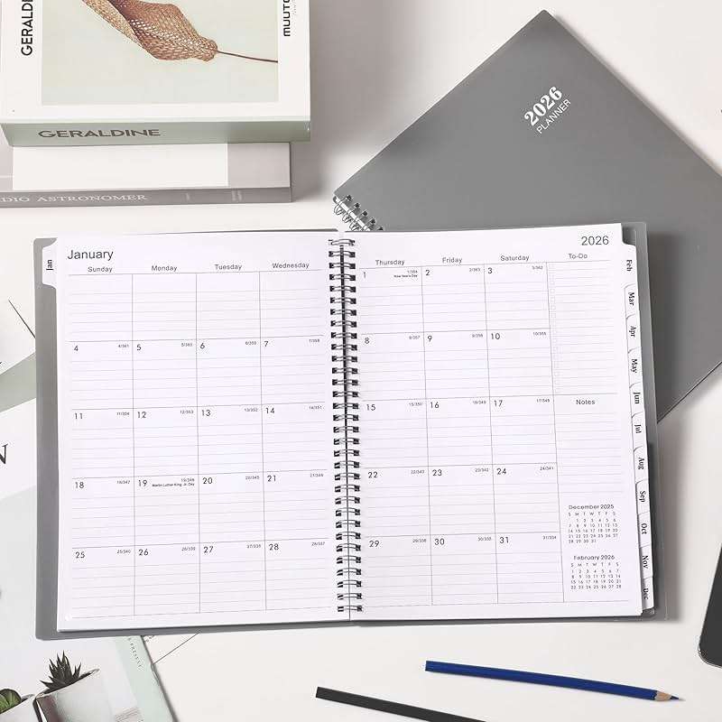 2026-2027 Planner - 2026-2027 Weekly and Monthly Planner, 9” × 11”, from JUL 2026 to JUN. 2027, Inner Pocket, Premium Paper, Twin-wire Binding, Make Life Productive - Gray - Image 7