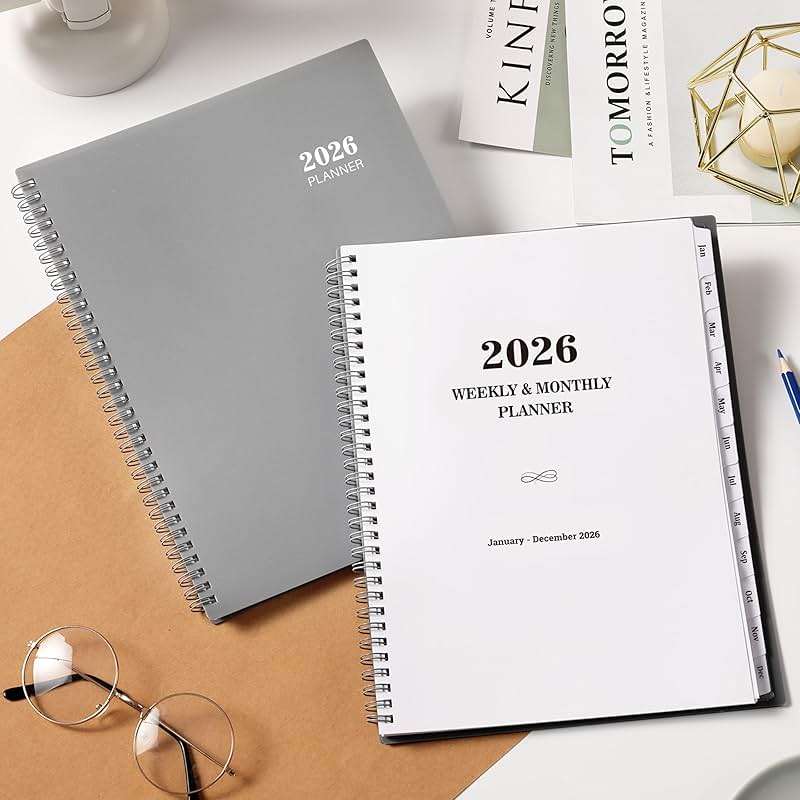 2026-2027 Planner - 2026-2027 Weekly and Monthly Planner, 9” × 11”, from JUL 2026 to JUN. 2027, Inner Pocket, Premium Paper, Twin-wire Binding, Make Life Productive - Gray - Image 8