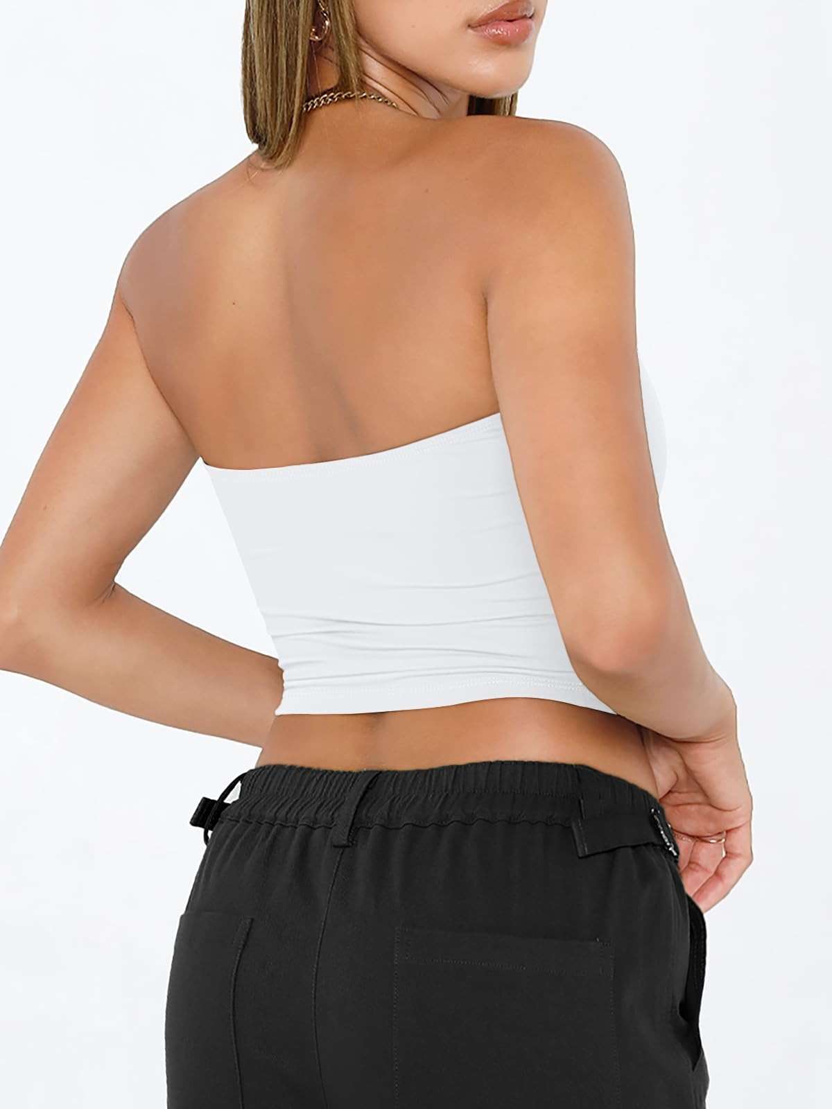 Trendy Queen Womens Tube Tops Strapless Crop Tops Basic Backless Sleeveless Going Out 2026 Spring Outfits Summer Clothes - Image 5