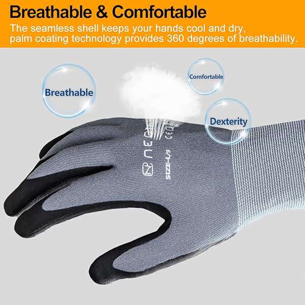 NEOTRIL Safety Work Gloves MicroFoam Nitrile Coated-3/6/12/36 Pairs,Breathable Nylon Working Gloves for Men Women - Image 3