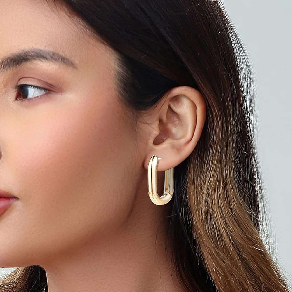 6 Pairs 14K Gold Plated Hoop Earrings for Women Lightweight Chunky Hoop Earrings Multipack Hypoallergenic, Thick Open Twisted Huggie Hoops Earring Set Jewelry for Gifts. - Image 8
