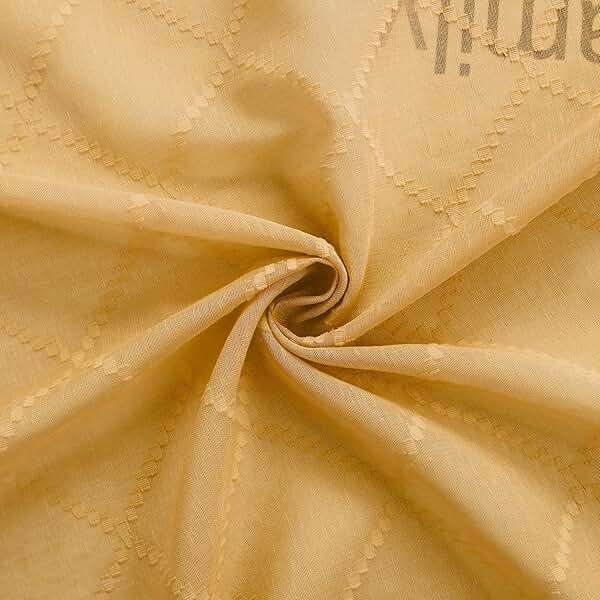 KOUFALL Gold Curtains for Living Room 84 Inches Long,Sheer Geometric Fancy Sheers Mid Century Modern Boho Curtains for Bedroom 2 Panels Set - Image 10