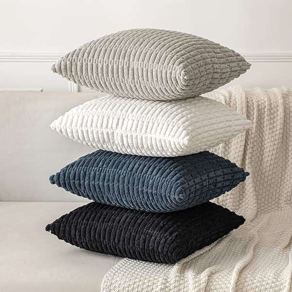 MIULEE Pack of 2 Corduroy Decorative Lumbar Throw Pillow Covers 20x12 Inch Soft Boho Striped Pillow Covers Modern Farmhouse Home Decor for Summer Coastal Sofa Living Room Couch Bed Blue - Image 7
