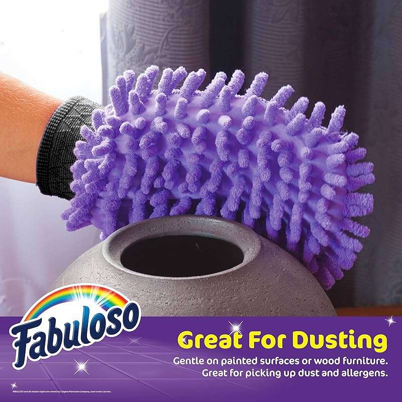 Fabuloso Microfiber Cleaning Mitt Glove, Lint-Free Scratch-Free Dusting and Washing for Furniture, Blinds, Baseboards, Shelves and Car Interior, One Size Fits All, Purple, 1 Count - Image 2