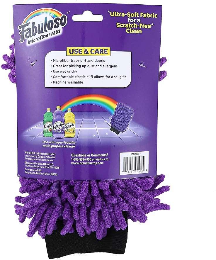 Fabuloso Microfiber Cleaning Mitt Glove, Lint-Free Scratch-Free Dusting and Washing for Furniture, Blinds, Baseboards, Shelves and Car Interior, One Size Fits All, Purple, 1 Count - Image 5