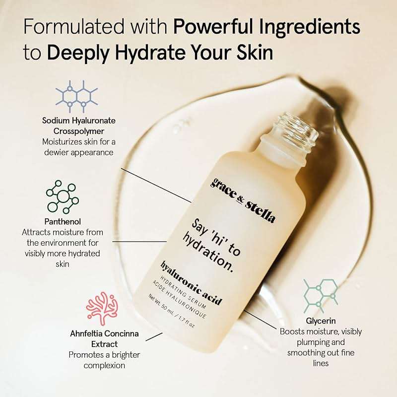 grace & stella Award Winning Hyaluronic Acid Serum (50ml/1.7 fl oz) Hydrating Hyaluronic Acid Serum for Face - Acido Hialuronico for Women - Remove Fine Lines, Wrinkles, Anti Aging - Vegan Skincare - Image 4