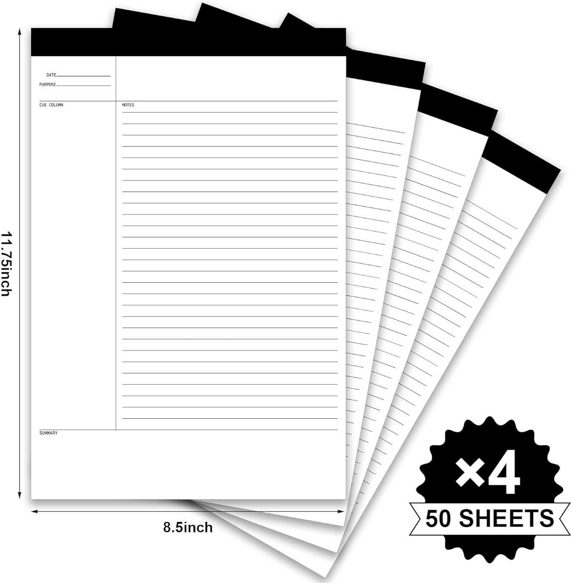 Outus 4 Pack Legal Pads 8.5" x 11.75" 50 Sheets/writing Notepad, White Note Pads Legal Ruled Writing Notepad for Home Teacher Student College Ruled Office Business - Image 3