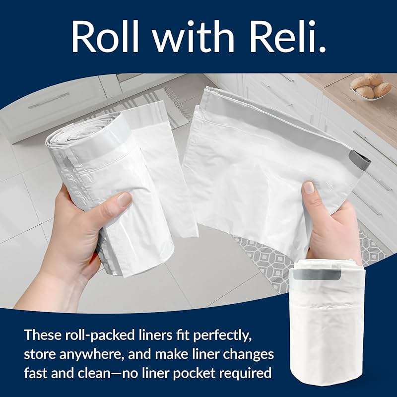 Reli. Code Q Trash Bags | 225 Count | Garbage Bags Comparable to Simplehuman Code Q | Custom Fit | 13-17 Gallon | Drawstring | 1.2 Mil - Image 4