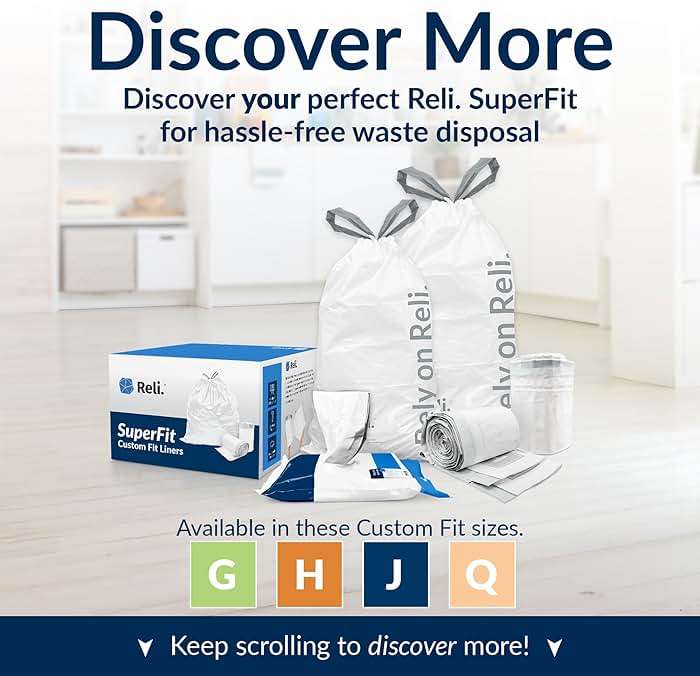 Reli. Code Q Trash Bags | 225 Count | Garbage Bags Comparable to Simplehuman Code Q | Custom Fit | 13-17 Gallon | Drawstring | 1.2 Mil - Image 6