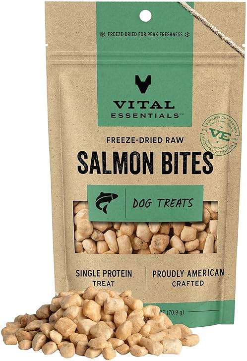 Vital Essentials Freeze Dried Dog Treats | Salmon Bites, Single Protein | Premium Quality | Grain Free Training Treats for Dogs, 2.5 oz Bag - Image 2