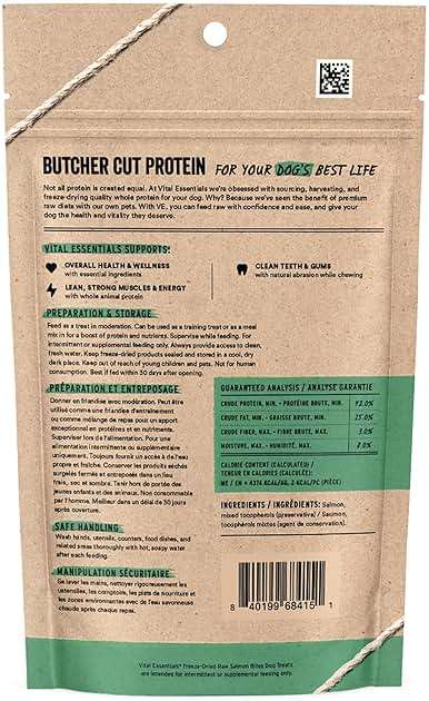 Vital Essentials Freeze Dried Dog Treats | Salmon Bites, Single Protein | Premium Quality | Grain Free Training Treats for Dogs, 2.5 oz Bag - Image 3