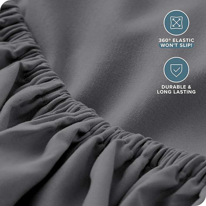 Bare Home Queen Sheet Set - 22" Deep Pockets - Luxury 1800 Ultra-Soft Microfiber Queen Bed Sheets - Double Brushed - Easy Fit - 4 Piece Set - Bedding Sheets & Pillowcases (Queen, Grey) - Image 6