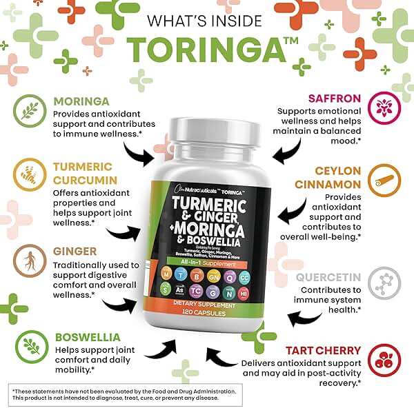 Clean Nutraceuticals Turmeric Moringa Supplement | Ginger Boswellia Saffron - Supplement for Women and Men with Ceylon Cinnamon, Tart Cherry, Quercetin Garlic Nettle Holy Basil - 1Pack - Image 3