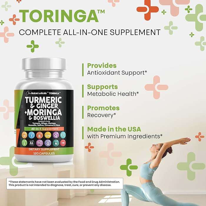 Clean Nutraceuticals Turmeric Moringa Supplement | Ginger Boswellia Saffron - Supplement for Women and Men with Ceylon Cinnamon, Tart Cherry, Quercetin Garlic Nettle Holy Basil - 1Pack - Image 6