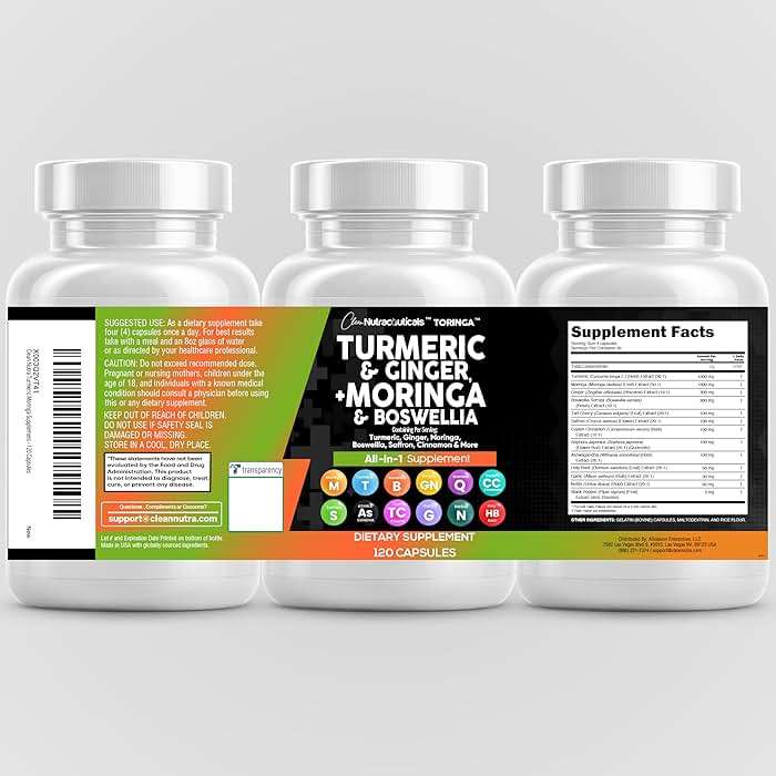 Clean Nutraceuticals Turmeric Moringa Supplement | Ginger Boswellia Saffron - Supplement for Women and Men with Ceylon Cinnamon, Tart Cherry, Quercetin Garlic Nettle Holy Basil - 1Pack - Image 9