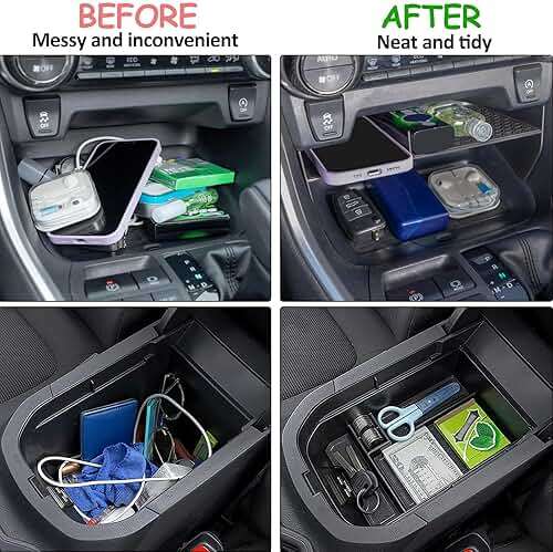 JDMCAR Upgraded Center Console Organizer Compatible with Toyota RAV4 2025 2024 2023 2022 2021 2020 2019 Interior Accessories, Gear Shift Storage Tray Secondary Box Insert Divider - 2pcs - Image 2