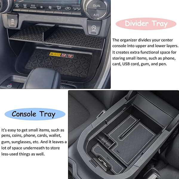 JDMCAR Upgraded Center Console Organizer Compatible with Toyota RAV4 2025 2024 2023 2022 2021 2020 2019 Interior Accessories, Gear Shift Storage Tray Secondary Box Insert Divider - 2pcs - Image 3