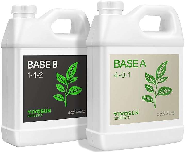 VIVOSUN Liquid Nutrients Base A & B Bundle, Grow Big Hydroponic Fertilizer, Supports Vegetative and Flowering Stages for Outdoor, Indoor Plants, Best Plant Food, Set of Quarts - Image 1