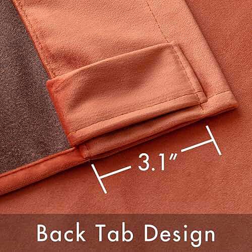 MIULEE Velvet Curtains 84 inches 2 Panels - Luxury Burnt Orange Blackout Curtains for Bedroom Living Room Thermal Insulated Super Soft Window Drapes Rod Pocket & Back Tab, Terracotta Rust Fall Decor - Image 3