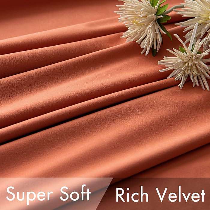MIULEE Velvet Curtains 84 inches 2 Panels - Luxury Burnt Orange Blackout Curtains for Bedroom Living Room Thermal Insulated Super Soft Window Drapes Rod Pocket & Back Tab, Terracotta Rust Fall Decor - Image 4