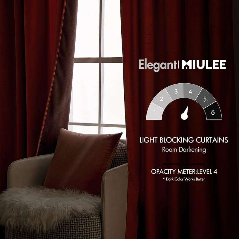 MIULEE Velvet Curtains 84 inches 2 Panels - Luxury Burnt Orange Blackout Curtains for Bedroom Living Room Thermal Insulated Super Soft Window Drapes Rod Pocket & Back Tab, Terracotta Rust Fall Decor - Image 5