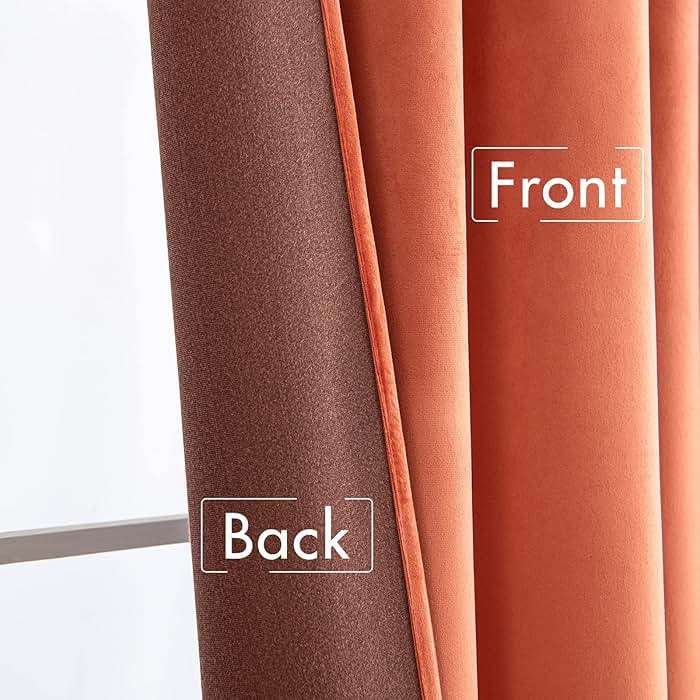 MIULEE Velvet Curtains 84 inches 2 Panels - Luxury Burnt Orange Blackout Curtains for Bedroom Living Room Thermal Insulated Super Soft Window Drapes Rod Pocket & Back Tab, Terracotta Rust Fall Decor - Image 6