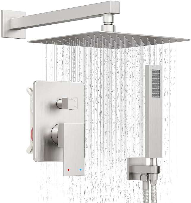 HoliSpa Shower System, Brushed Nickel Shower Faucet Set with 12-Inch Rain Showerhead and Handheld Spray, Wall Mounted High-Pressure Showerhead Combo Set Included Valve and Trim, Brushed Nickel - Image 1