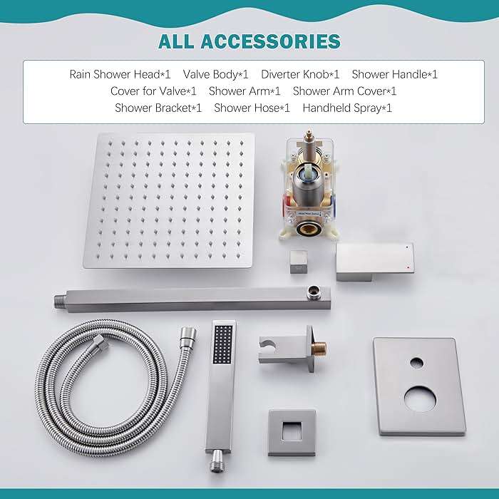 HoliSpa Shower System, Brushed Nickel Shower Faucet Set with 12-Inch Rain Showerhead and Handheld Spray, Wall Mounted High-Pressure Showerhead Combo Set Included Valve and Trim, Brushed Nickel - Image 8
