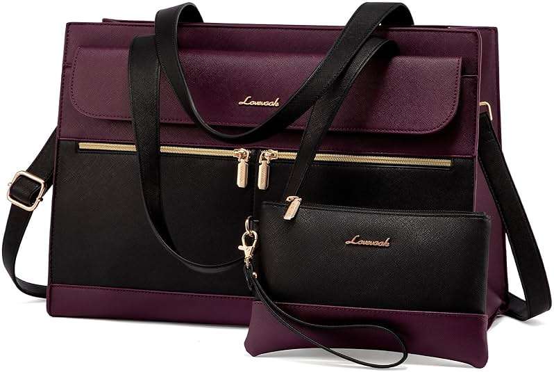 LOVEVOOK Laptop Bag for Women 15.6 Inch Tote Work Professional Leather Computer Briefcase Waterproof Handbag Shoulder Large Capacity Business Teacher Office Crossbody Purse - Image 1